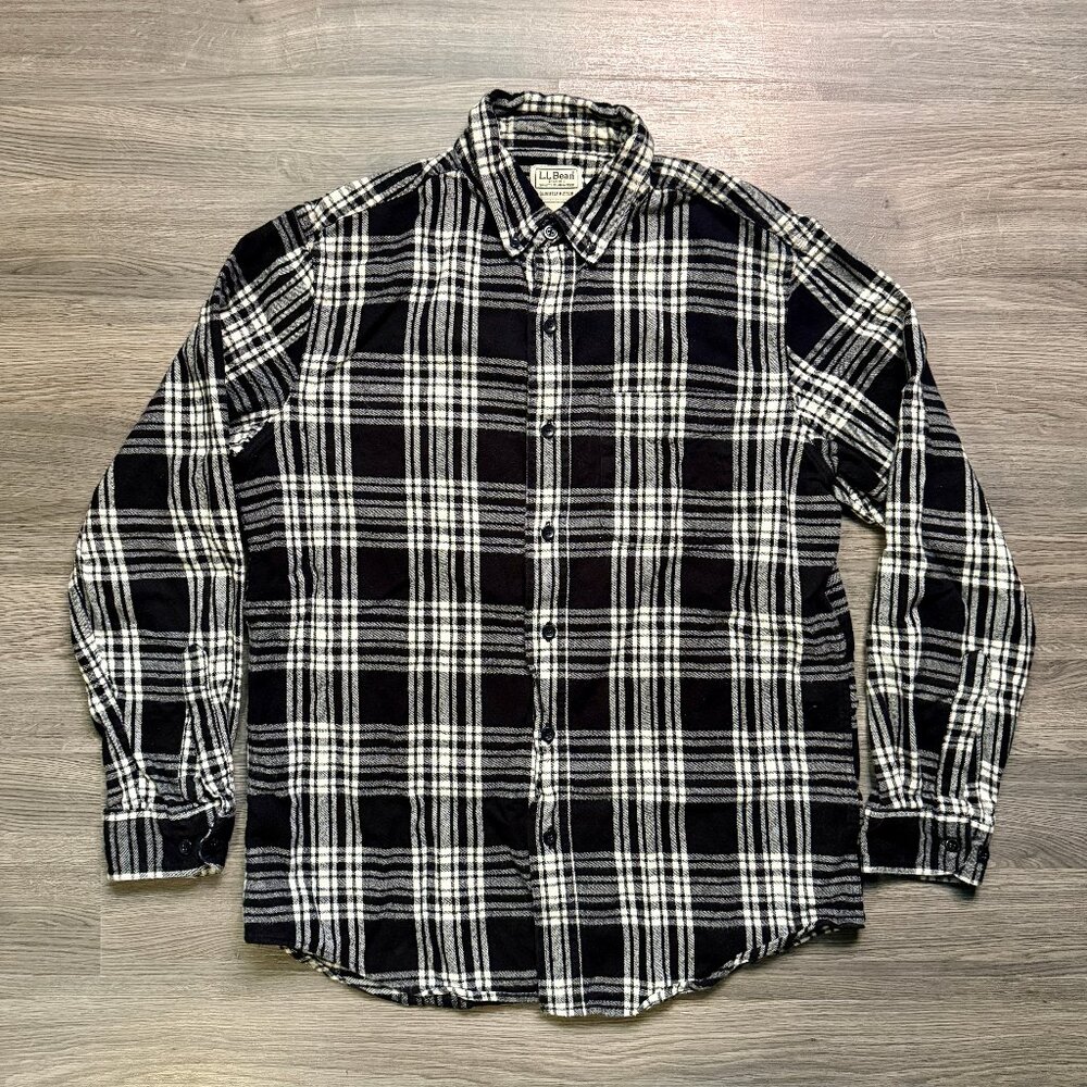 L.L. Bean Men's Scotch Plaid Flannel Shirt - Black/White